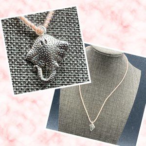 Sting Ray Stingray Pendant Necklace Manta 16 In Silver Barbie Pink Seed Ocean
